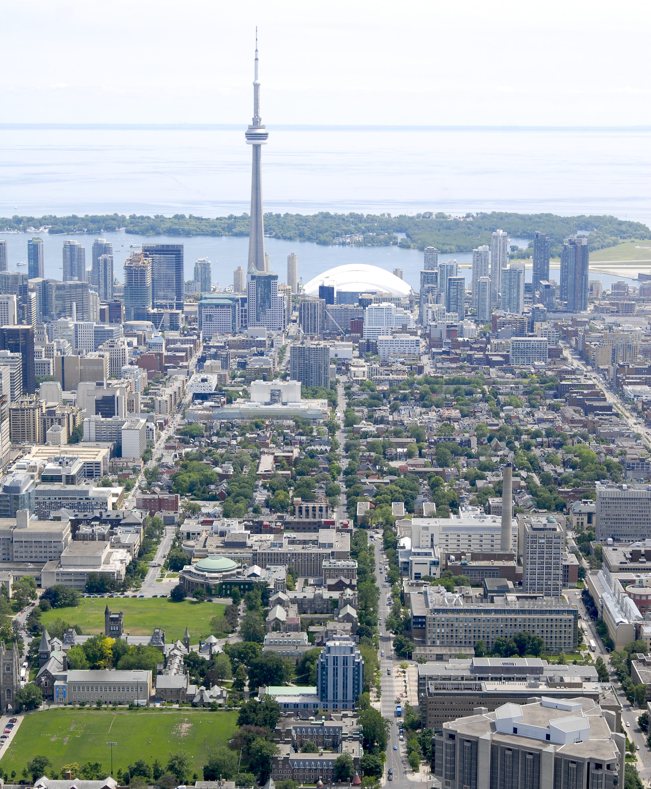 Aerial view of St. George campus looking South, with CN Tower.